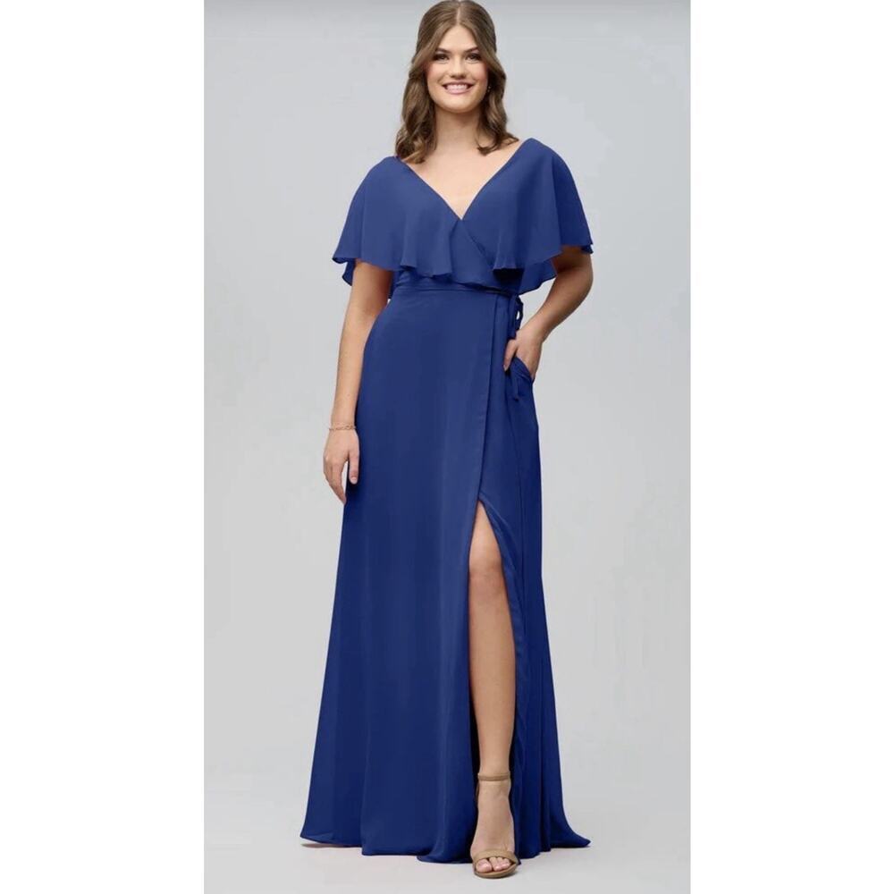 Kennedy Blue Courtney Bridesmaid Dress Long Chiffon Gown Women's size 4 Navy